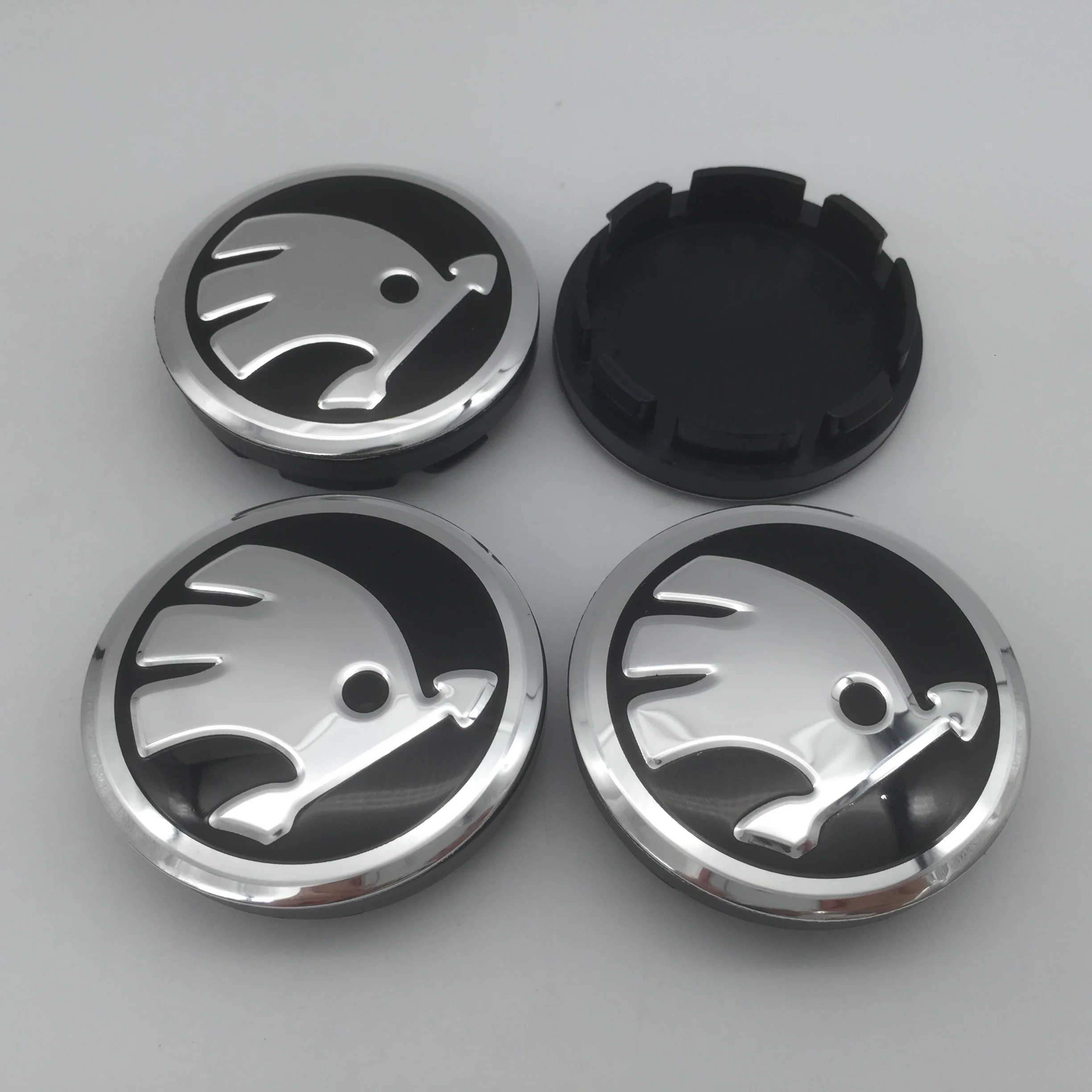 4pcs 3D 56mm 60mm 65mm 68mm For Skoda Car emblem Wheel hub Center Cap Badge covers sticker Decals Styling accessories