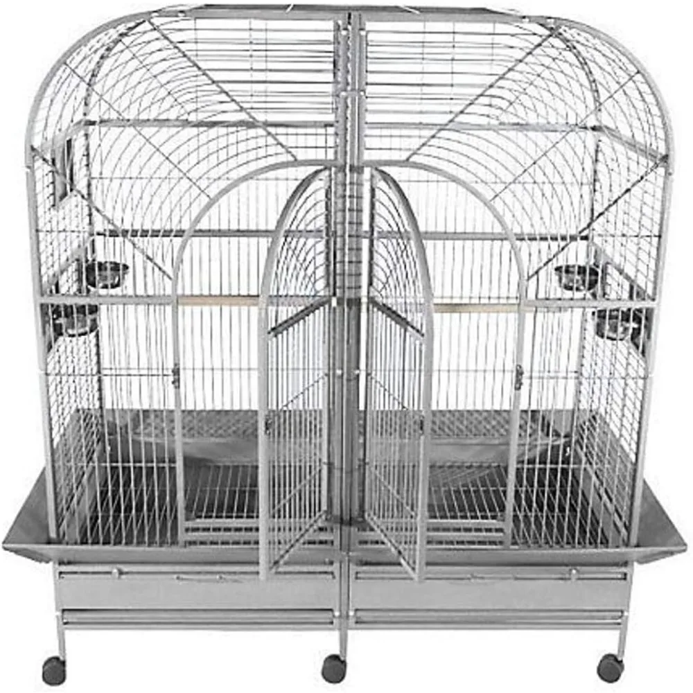

A&E Cage Co. Double Macaw Cage with Removable Divider, 64"" x32, Platinum (6432 Platinum)