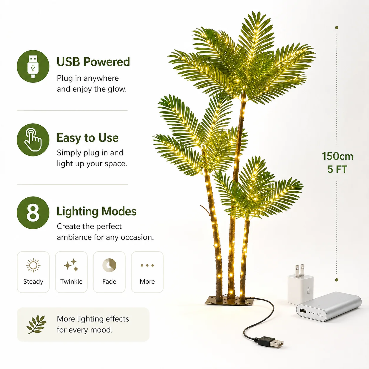 Palmera artificial con luces L - Home Decor Lighting Tree reseña y precio