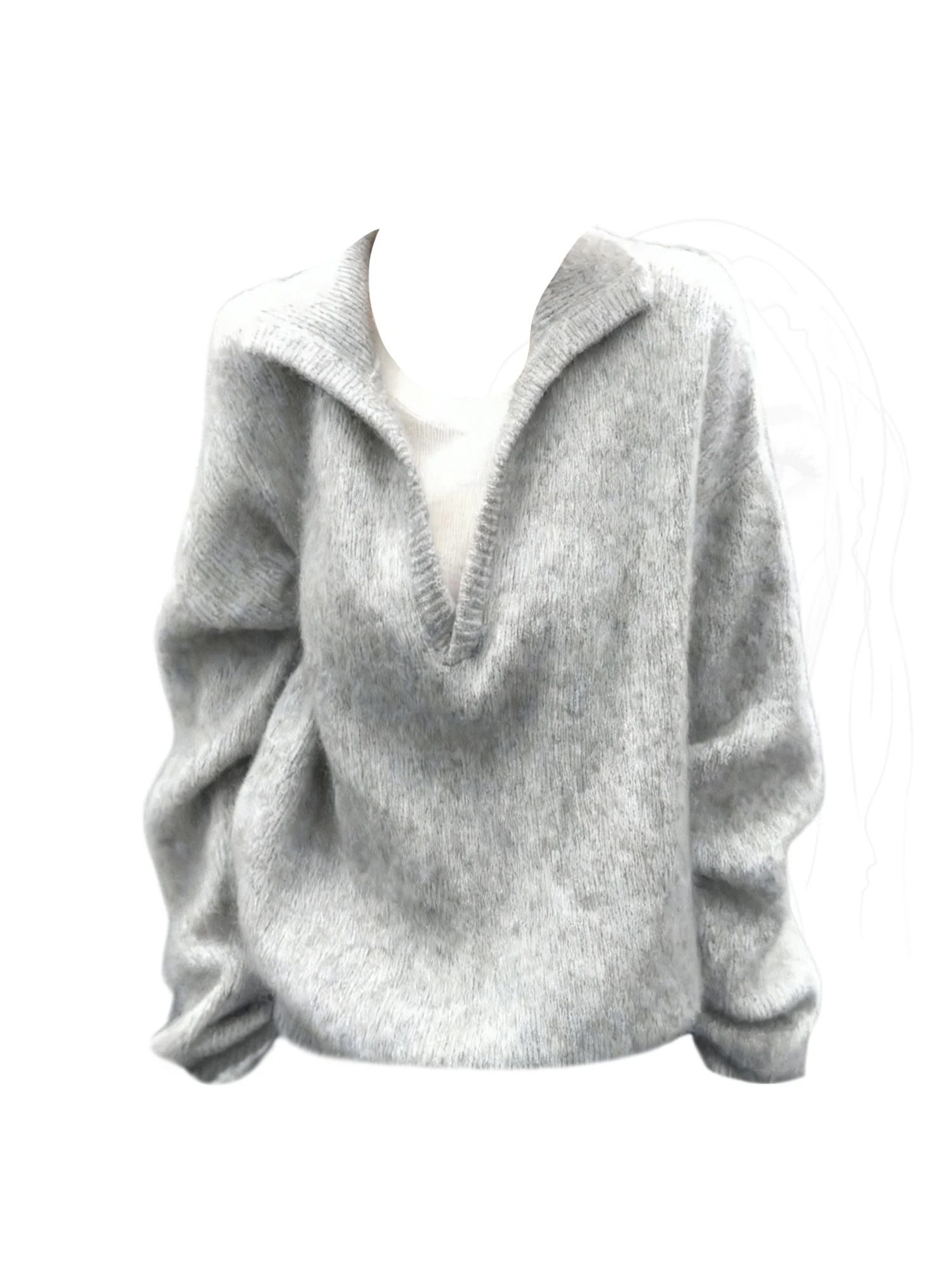 Pulôver de malha cinza feminino com decote em v camisola vintage jumper malha mangas compridas oversize camisola de caxemira outono inverno 2000s roupas