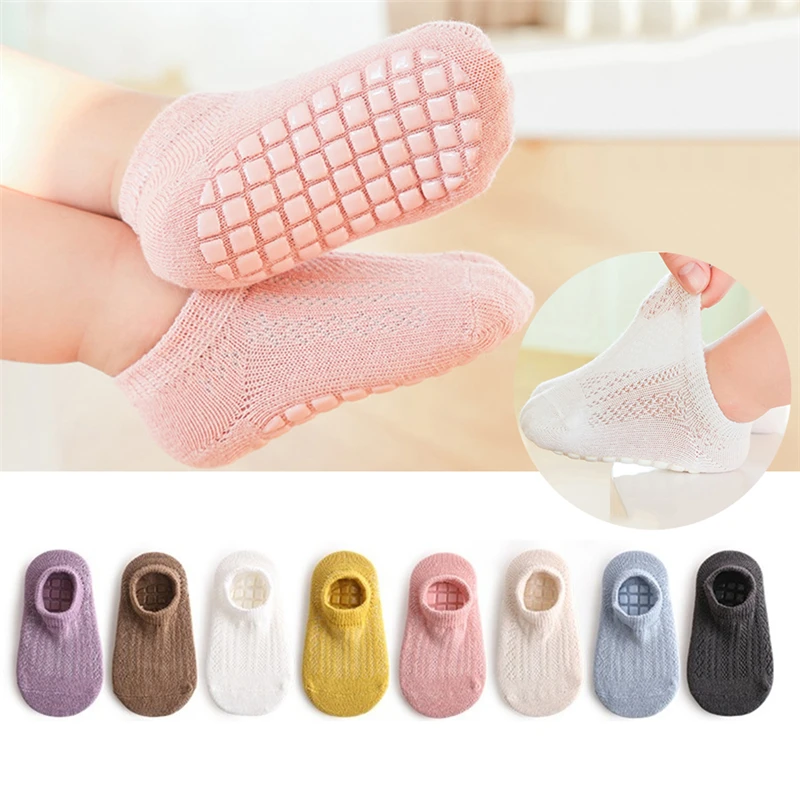 

Летние детские хлопковые носки для мальчиков и девочек, милые сетчатые носки ярких цветов, удобные дышащие детские нескользящие носки для детей от 0 до 5 лет