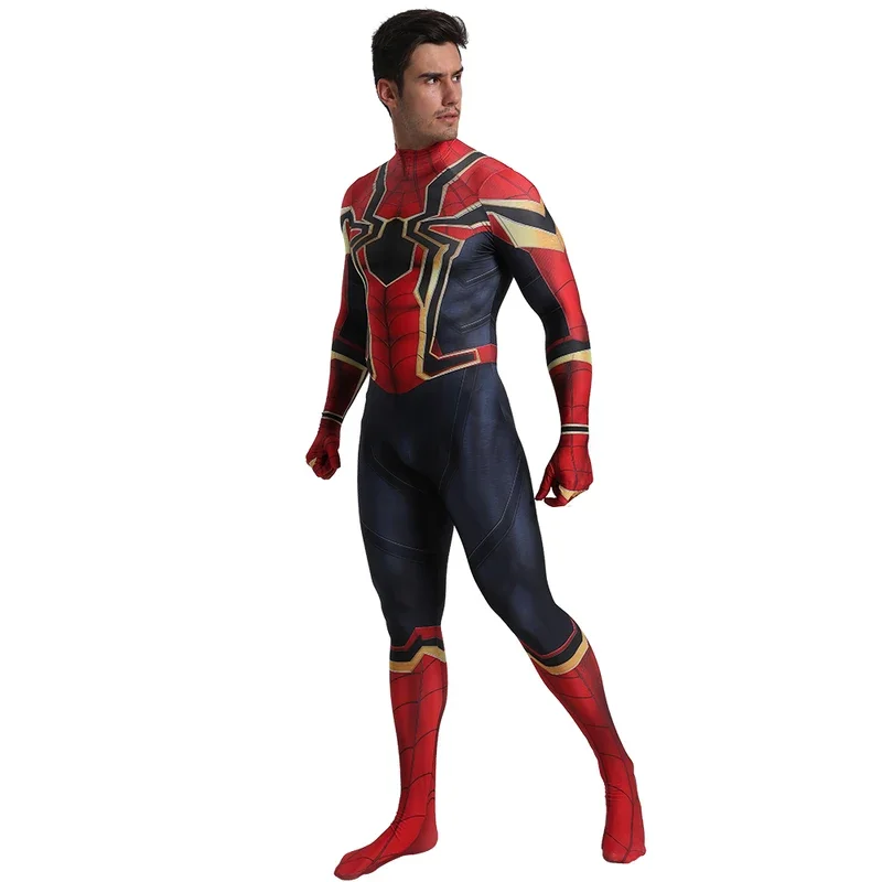 Cosplay fantasia Zentai adulto macacão de Halloween Peter Parker de ferro, conjuntos de super-heróis de alta qualidade