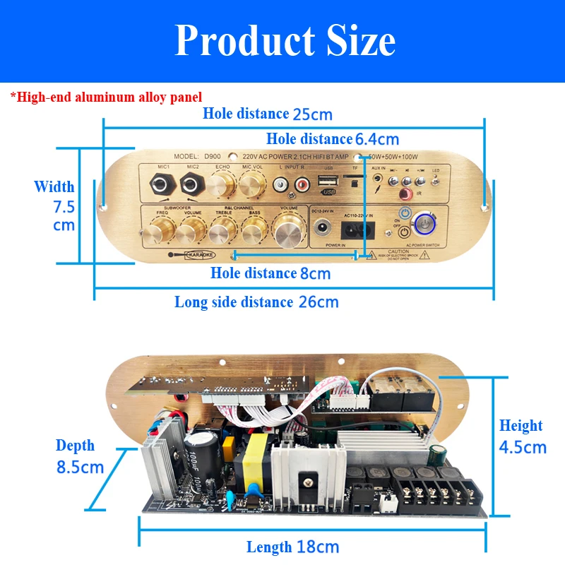Плата усиления звука Woopker D900 Channel 2.1 HIFI Bluetooth 5,0 50 Вт + 50 Вт + 100 Вт Плата усиления мощности цифрового медиа
