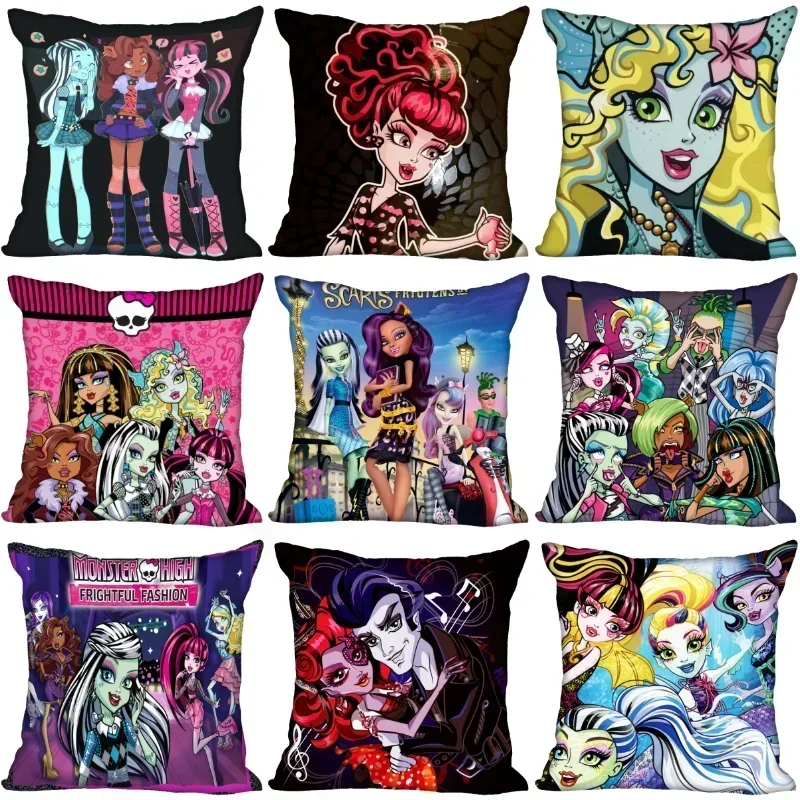 New Arrival Monster High Pillow Case  Quality Satin Fabric Pillowcase Decorative Pillow Cover Wedding Decorative