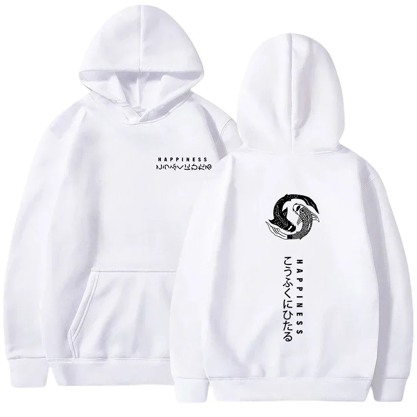 

High-quality, trendy, loose long-sleeved hooded sweatshirt with koi pattern printing for men in autumn
