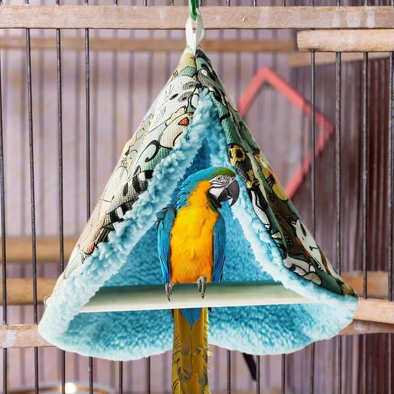 Warm Bird Nest Hanging Hammock Finch Cage with Perch Soft Comfortable Non-deformation Cuddle Nest Hanging Toy for Parrots Budgie