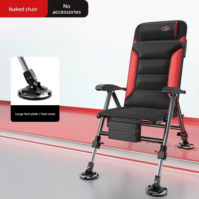 All Terrain Reclining Folding Fishing Chair - Portable Adjustable Height Camping Lounger with Footrest & Carry Bag for Outdoor