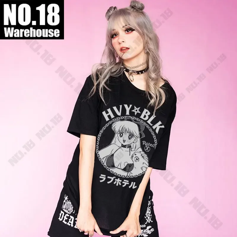 

Футболка мужская с коротким рукавом и графическим принтом, Готическая Повседневная тенниска с принтом аниме и манга, одежда в ретро стиле, Hentai