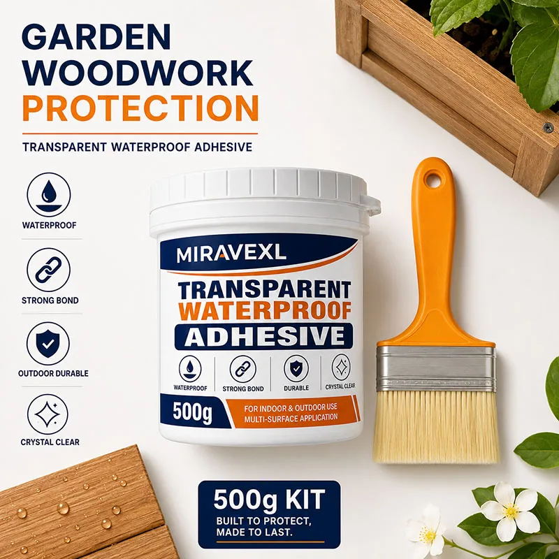 MIRAVEXL Garden Wood Sealer 500g, Transparent Waterproof Adhesive for Outdoor Use, Raised Garden Beds, Planters & Pet Enclosures