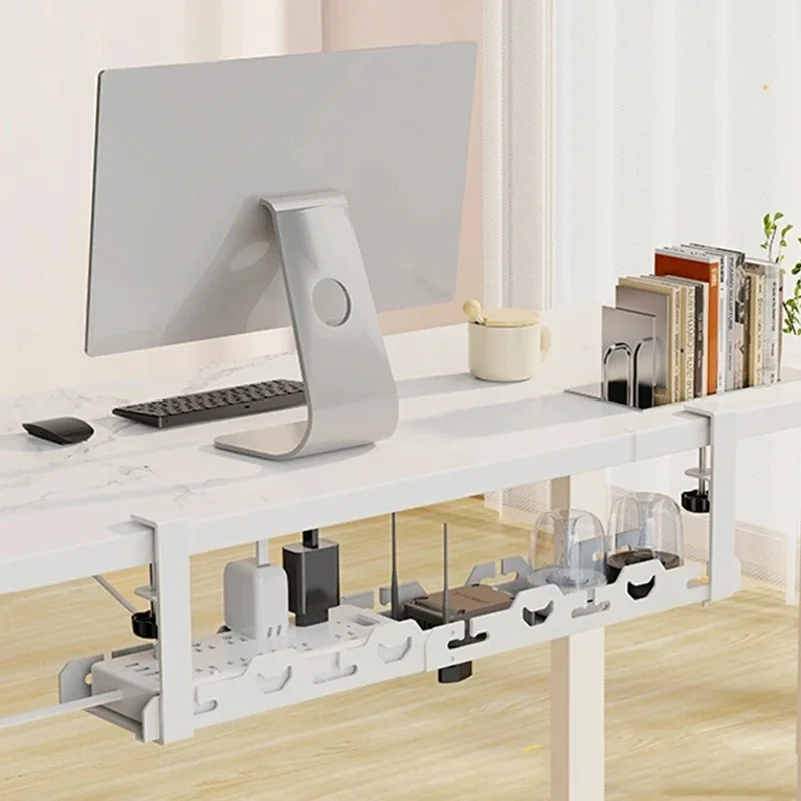 

Extendable Under Desk Cable Management No Drilling Metal Cable Tray Space Saving Multipurpose Household Hanging Organizer Shelf