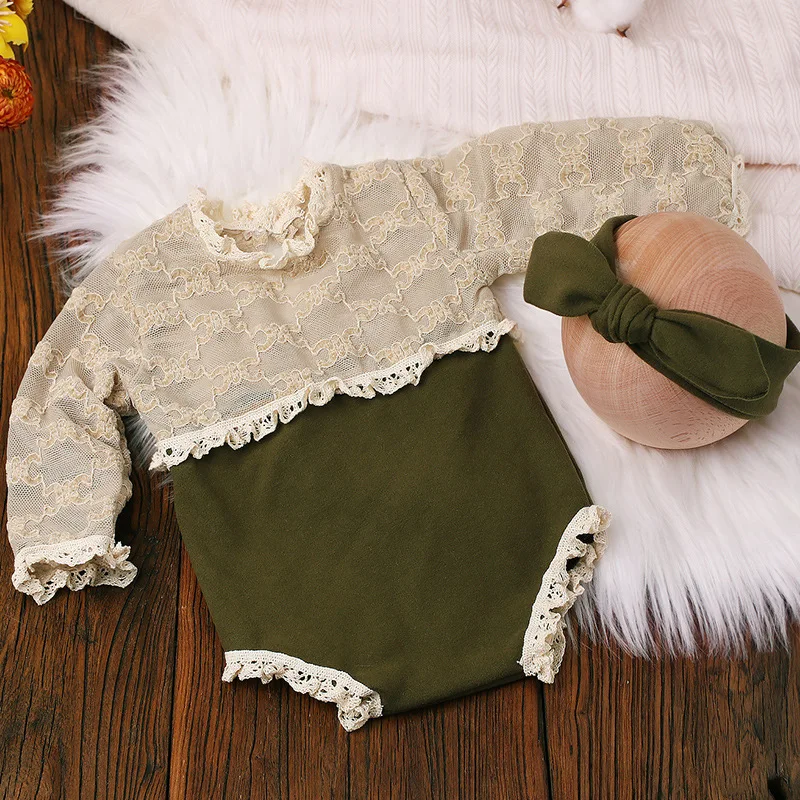 

Newborn photography clothing baby photography hairband jumpsuit studio props baby girls postpartum and full moon photos clothing