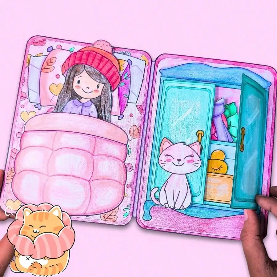 Girl's Little Home Color Changing Children's DIY Scrapbook Quiet Book Material Pack Non finished Products Need to be Handmade DI