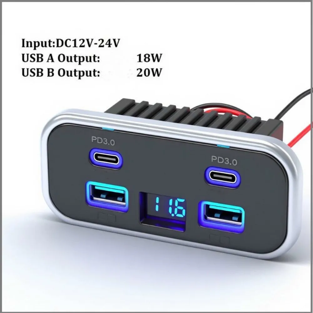 

Car USB Charger 4 Ports with Dual PD 3 0 and Dual 0 for RV Marine Bus Trucks USB Socket Supporting 12V 24V Power Systems