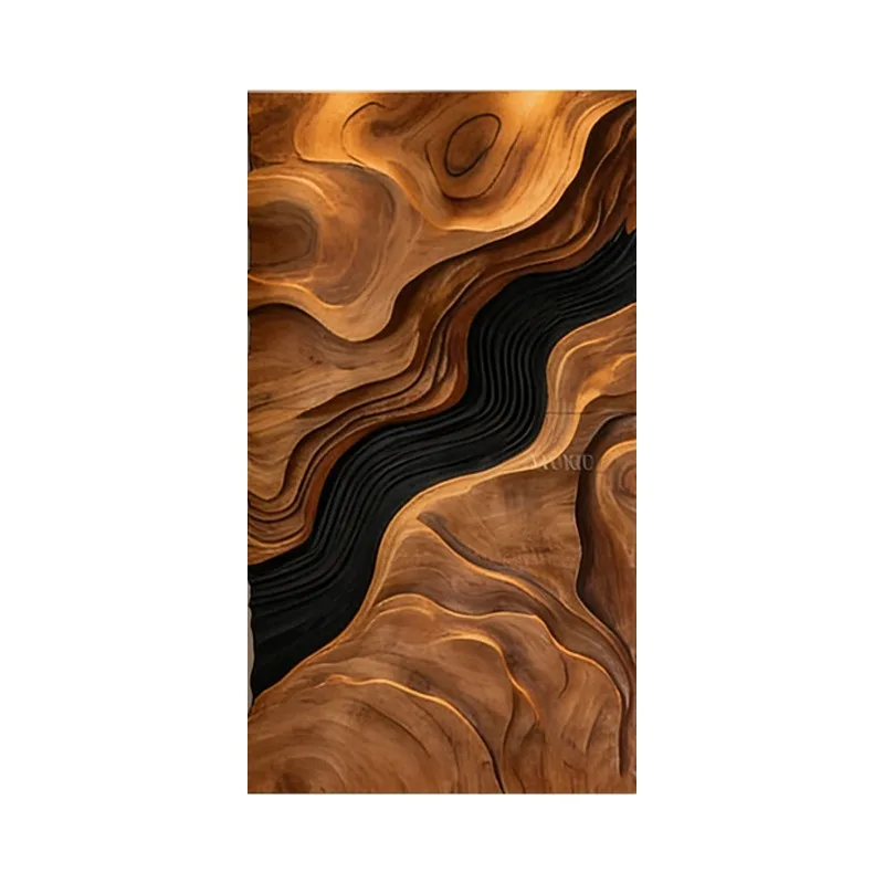 Wabi sand wind living room painting log wind wood grain wood carving decorative painting entrance mural