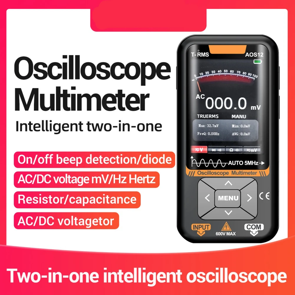 

1 Set AOS12 Handheld Ultra-thin Oscilloscope Multimeter 2-in-1 5MHz 48MSa/s Sampling Portable Oscilloscope Digital Instrument