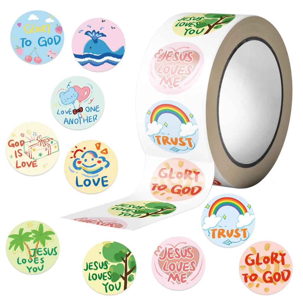 

500Pcs/Roll Trending Cartoon Bible Washi Tape - Religious Story Decals for Journal & Envelope Sealing RecordingYourLife Store