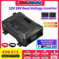 DATOUBOSS 12V/24V to 230V 1500W/3000W, Pure Sine Inverter 3000W/6000W Peak Power, with Intelligent Detection System LCD Display