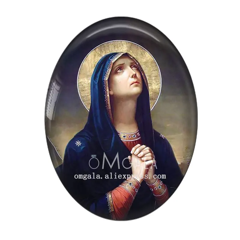 Retro Virgin Mary and Baby Jesus Patterns 10pcs 13x18mm/18x25mm/30x40mm Oval photo glass cabochon demo flat back Making findings