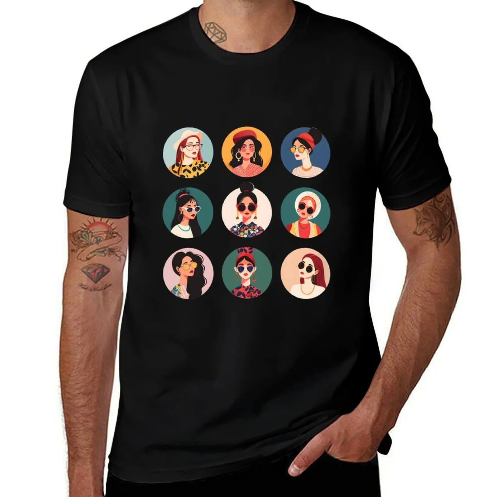 

art woman glasses T-Shirt shirts graphic tee oversized graphic tee vintage graphic shirts mens workout shirts
