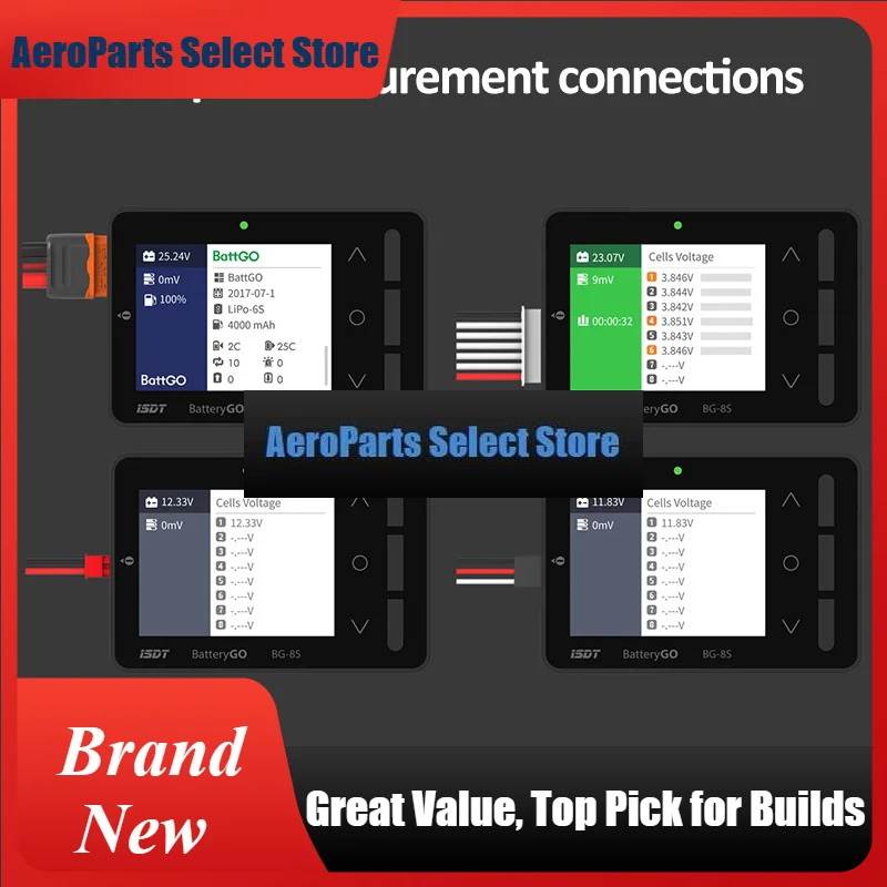 AeroPartsISDT BattGo BG-8S Smart Battery Checker Balancer Receiver Signal 2.4 IPS LCD Battery Capacity Checke For LiHv/ LiPo/LiF