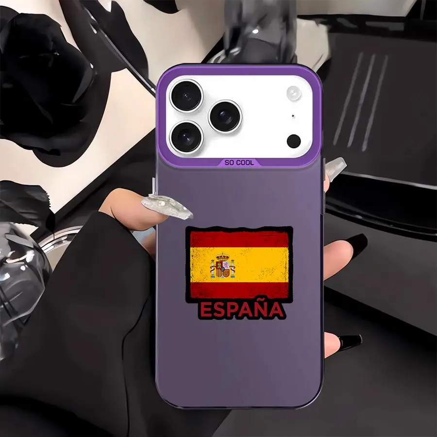 حافظة لهاتف آيفون 16e 13 14 16 17 Pro Max 12 11 17Air 15 Plus XR XS غطاء هاتف خلفي علم إسباني وطني #6
