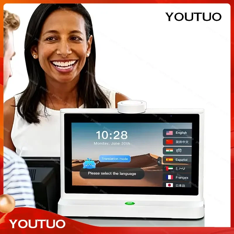 Face to Face Voice Translator Device AI Translation Machine Intelligent Desktop Dual lens Language Smart Translator