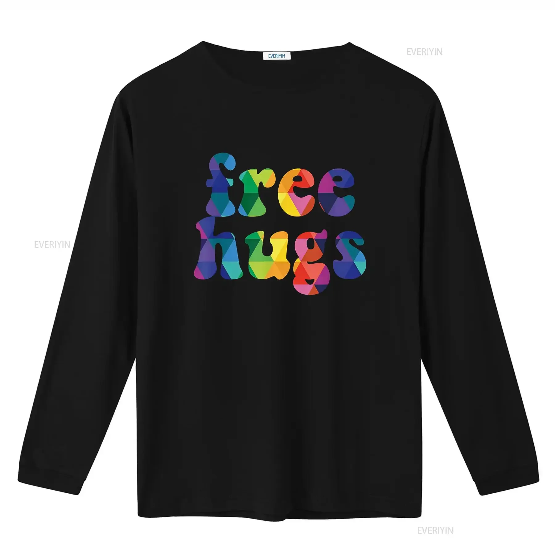 تي شيرت ملون مجاني للعناق لها أو له قوس قزح عتيق مغسول برسومات ناعمة قابلة للتنفس للجنسين ملابس خروج عصرية غير رسمية