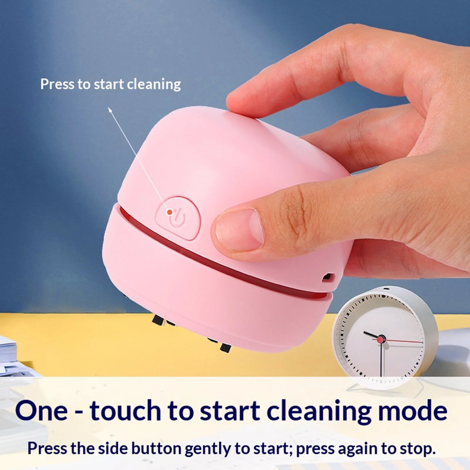 Cordless Handheld Mini Desktop Vacuum Cleaner USB Rechargeable Eraser Dust Keyboard Crumb Suction 50dB Quiet ABS Body