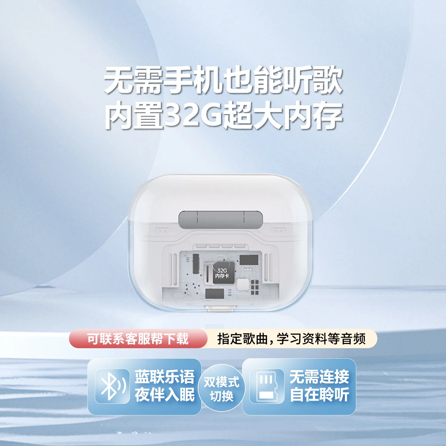 

2025 hot sale Fengxian MP3 Bluetooth headset comes with its own memory, with screen to read novels, wireless music player for st