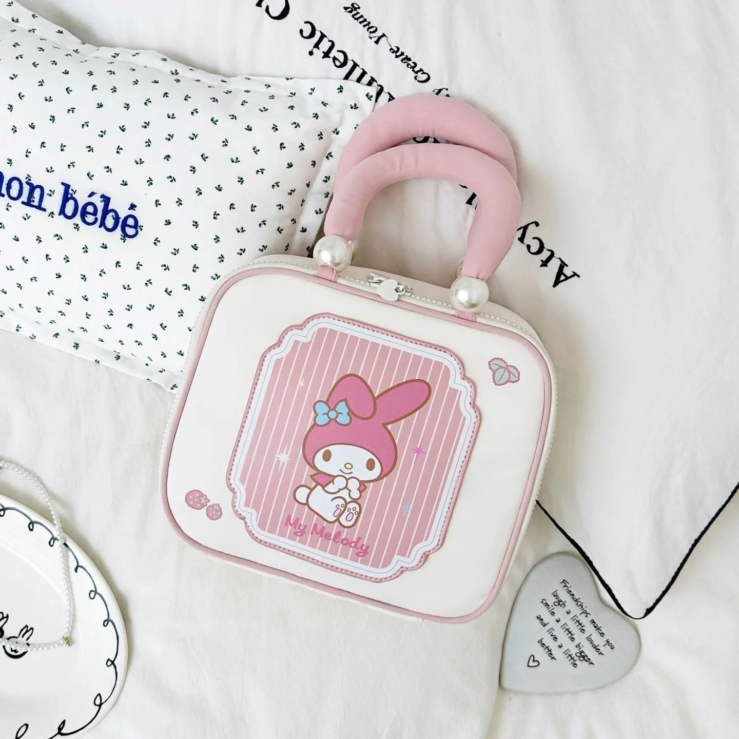 Sanrio Cute Pink My Melody Handtas Cosmetische Pouch Grote Capaciteit Reistas Cosmetische Organizer Dagelijkse Reis Opbergtas Vakantiecadeau