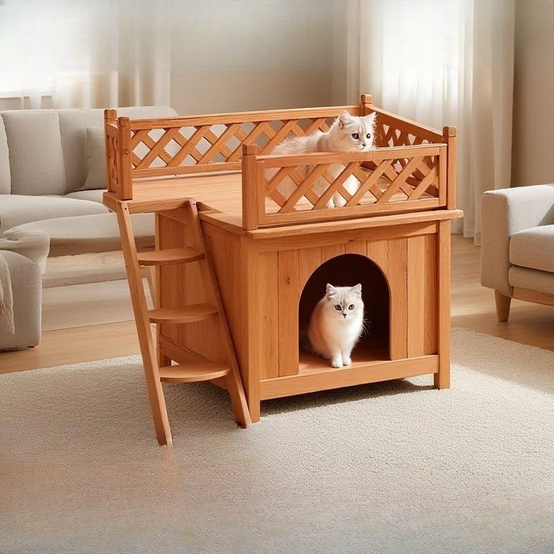 Villa Universal Cattery Bed External Stairs Nest Spacious Large Nest Double Deck Climbing Frame