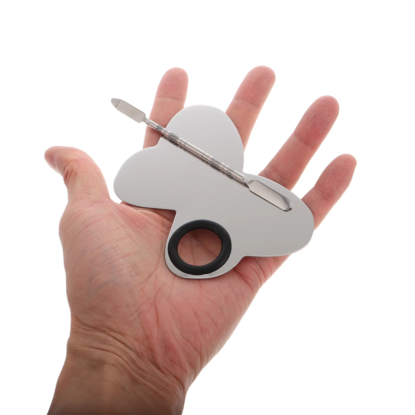 

2 set Stainless Steel Makeup Palette 2 Sets With Mixing Stick For Nail Polish Foundation Eye Shadow Blending Tool