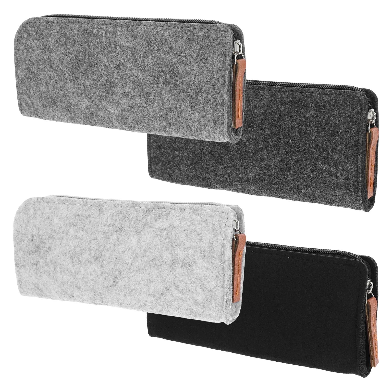 

4Pcs Felt Pencil Case Large Capacity Soft Zippered Stationery Bag for School Office Travel Makeup Organizer Storage Pencil Bag