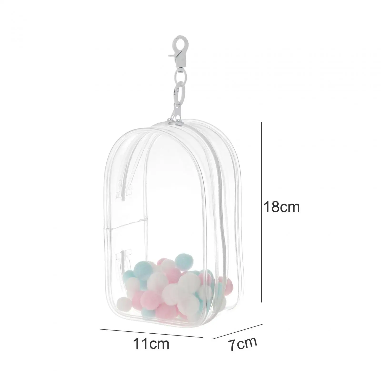 Clear Display Case Keychain with Zipper Closure Dustproof Hanging Organizer for Mini Figures for Action Figures Doll Collectors