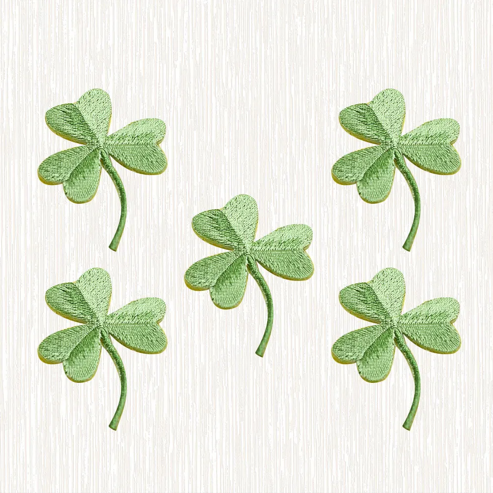 5 pcs Four Leaf Patches Shining Sequins Embroidery Diy Iron On Applique For Clothing Decor Hats Bags Shoes Jackets Crafts