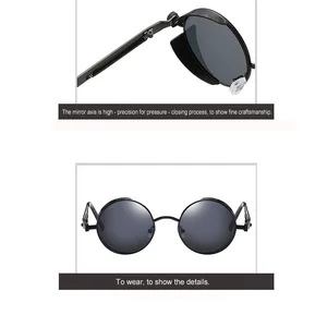 Kính râm steampunk gothic cổ điển cho nam và nữ, khung kim loại tròn, nhà thiết kế thương hiệu, cổ điển, chất lượng cao, UV400 10 kính bán hàng chính Sol Redondo Nữ - 3