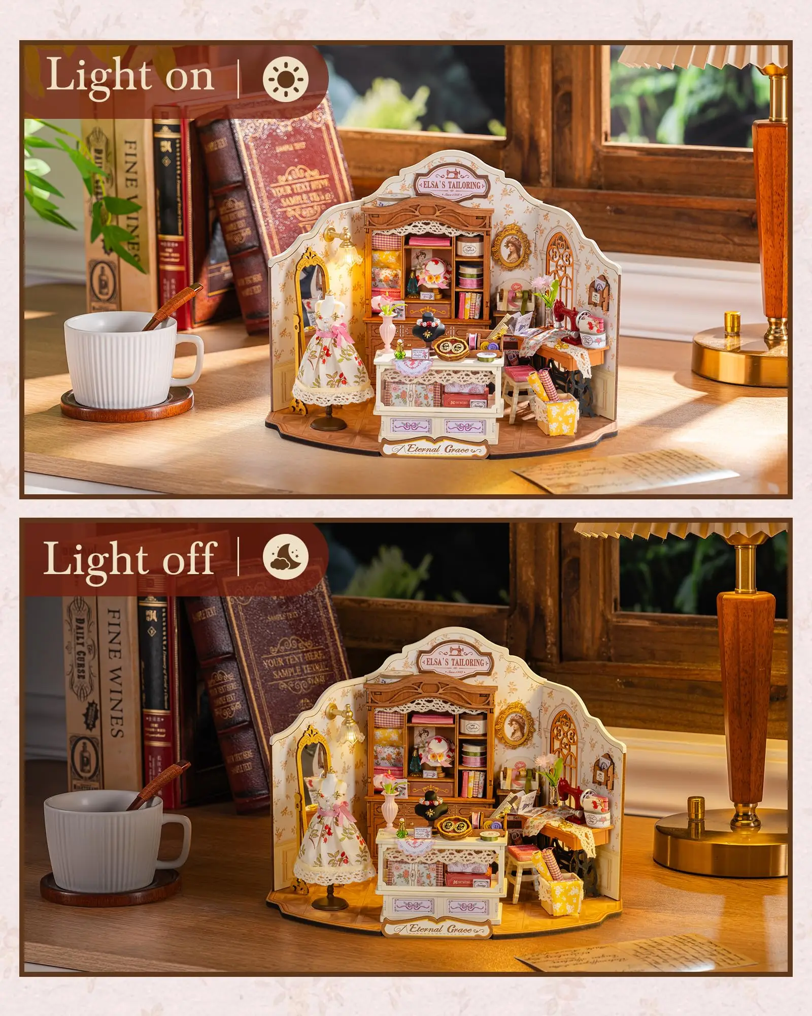 Robotime Elsa's Tailoring DIY Miniature House Miniature Craft Studio Victorian Style Decor For Miniature Collectors Kids Adults