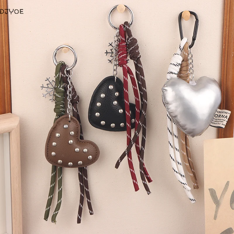 

Korean Heart Keychain Decor; Braided Rope Keyring; Car Key Holder for Women; Distinctive Pendant Charm for Handbags