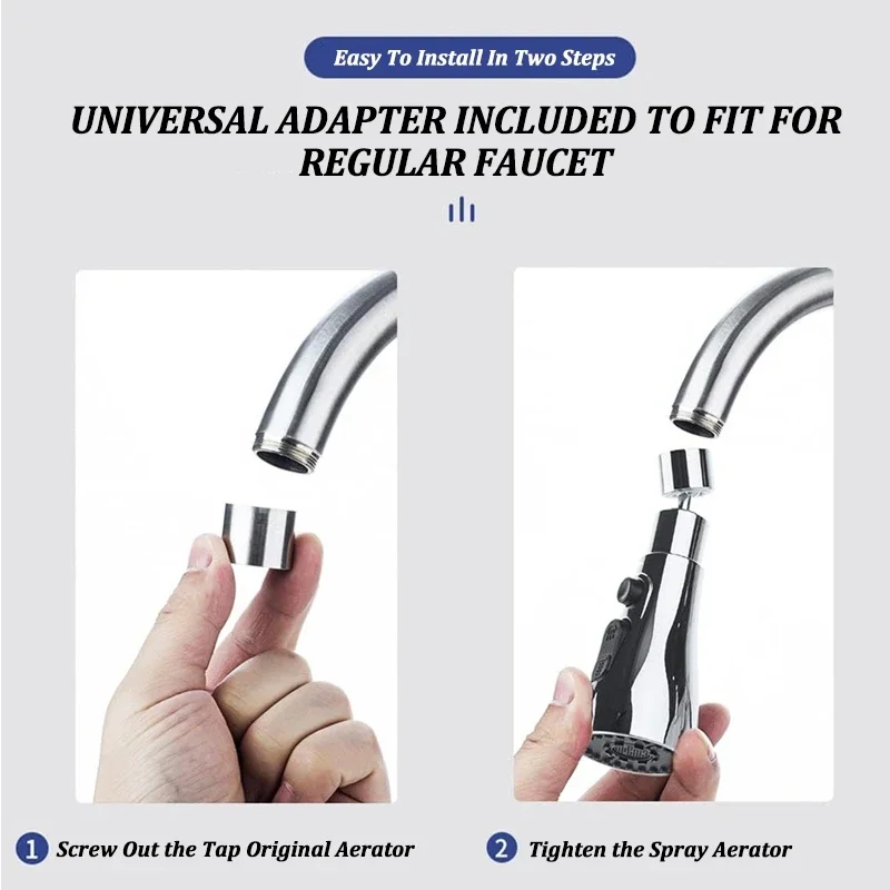 عالمي 360 ° دوران صنبور المطبخ موسع 3 In1 ABS دائم توفير المياه دش رذاذ رئيس حوض للحمام استبدال الحنفية #3