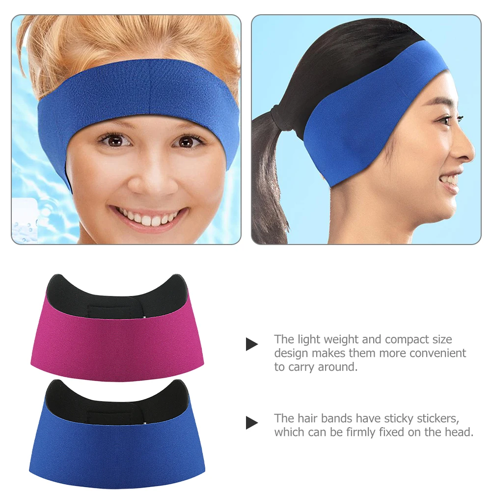 

2pcs Ear Protection Headbands Blue L Pink L Neoprene Adjustable Shower Bathing Water Proof Hair Protectors For Swimmers