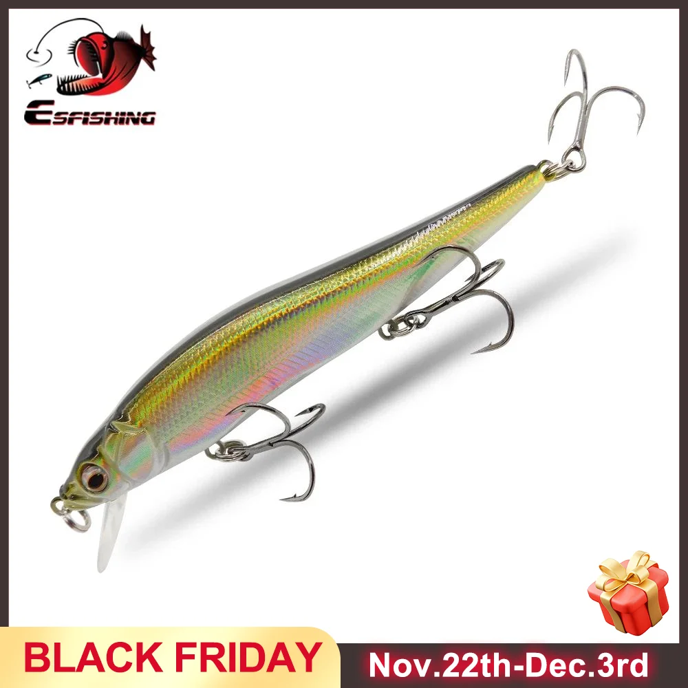 ESFISHING Quality Jerkbait 11cm 15g 0-1.2m Professional Minnow Artificial Bait Good Hooks Tackles vibration Fishing Hard Lures