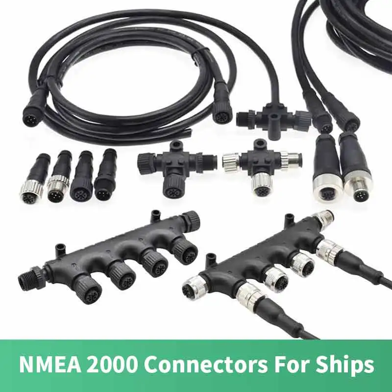 Waterproof NMEA2000 Converter IP67 Ship Yacht Connector M12 5Pin T-type 3-way Power Plug Terminal 3 6 Ports Car Accessories