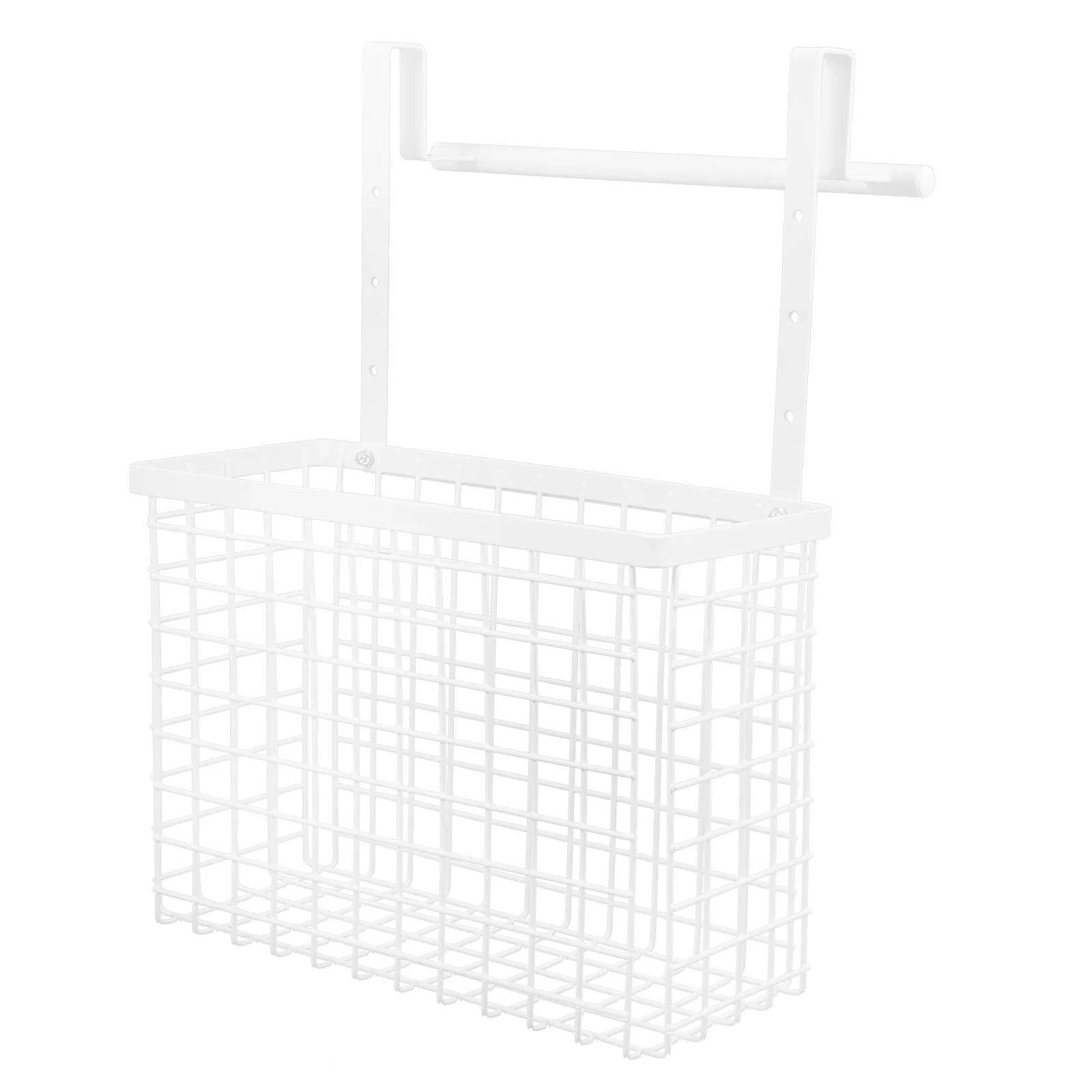

Cabinet Door Storage with Towel Rod for Kitchen Bathroom Wall Mounted Grid Wire Organizer Shelf Rack Hooks
