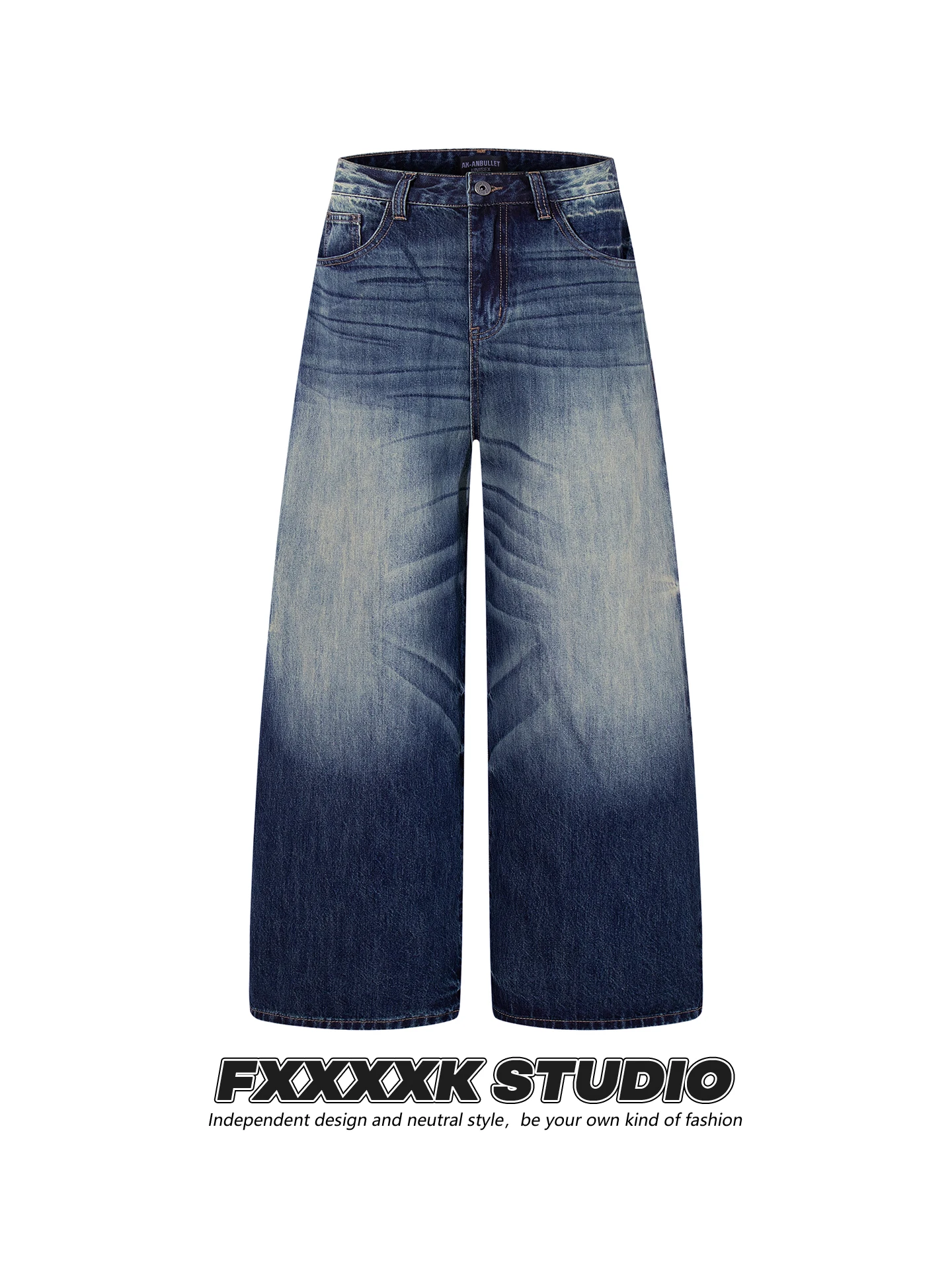 

Оригинальные винтажные джинсы FXK из денима, унисекс, прямые и широкие брюки, осенний тренд, бренд High Street Sle