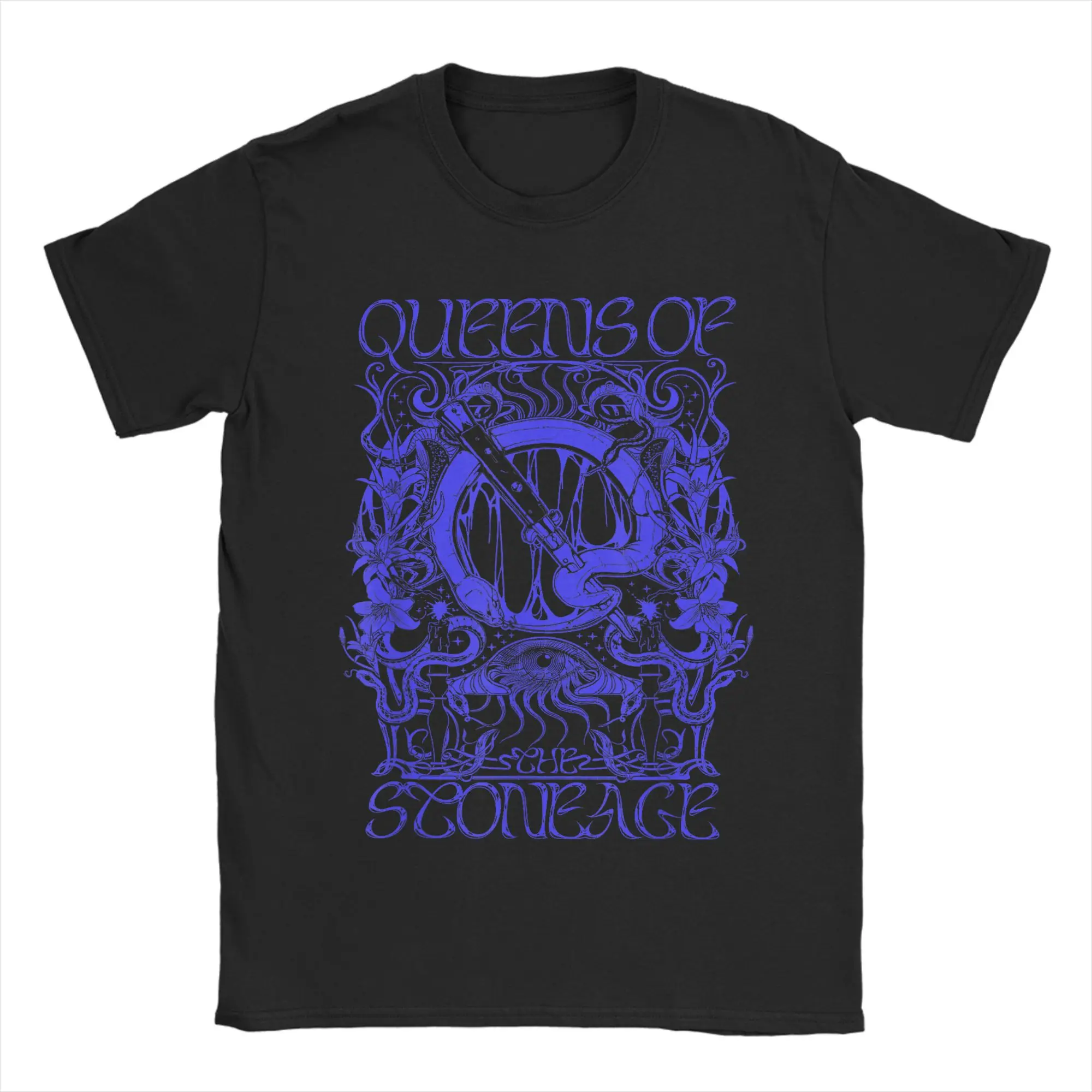 Funny Queens Of The Stone Age Illustrated T-Shirts for Men Round Neck Pure Cotton T Shirt  Short Sleeve Tees Summer Clothes
