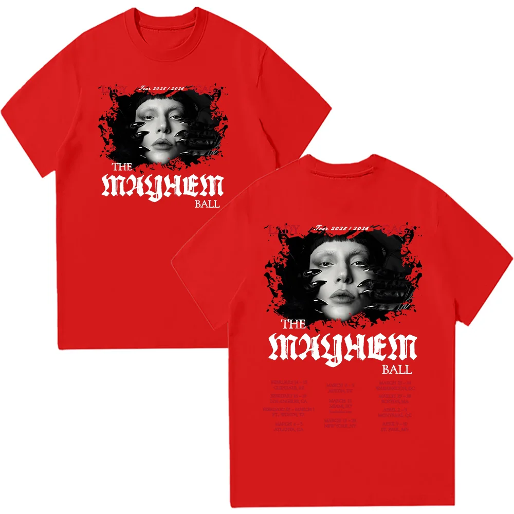 Lady gaga the mayhem ball camisetas femininas o-pescoço manga