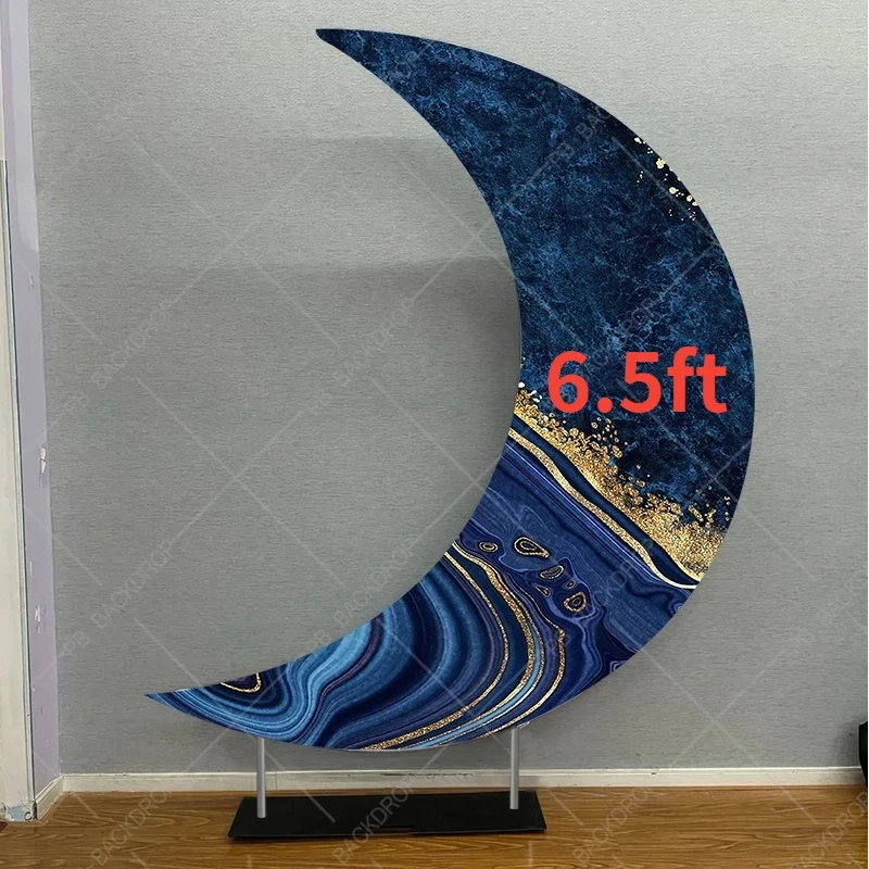 6.5ft Moon Shape Baby Shower Decorations Customized Moon Backdrop Double Sided Printing Backdrop Arch ed Wall for Event