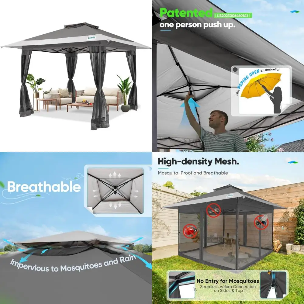 

Portable Instant Folding Shelter, One Person Setup, 13x13 Outdoor Canopy Tent with Extra Large Size for Easy Outdoor Protection