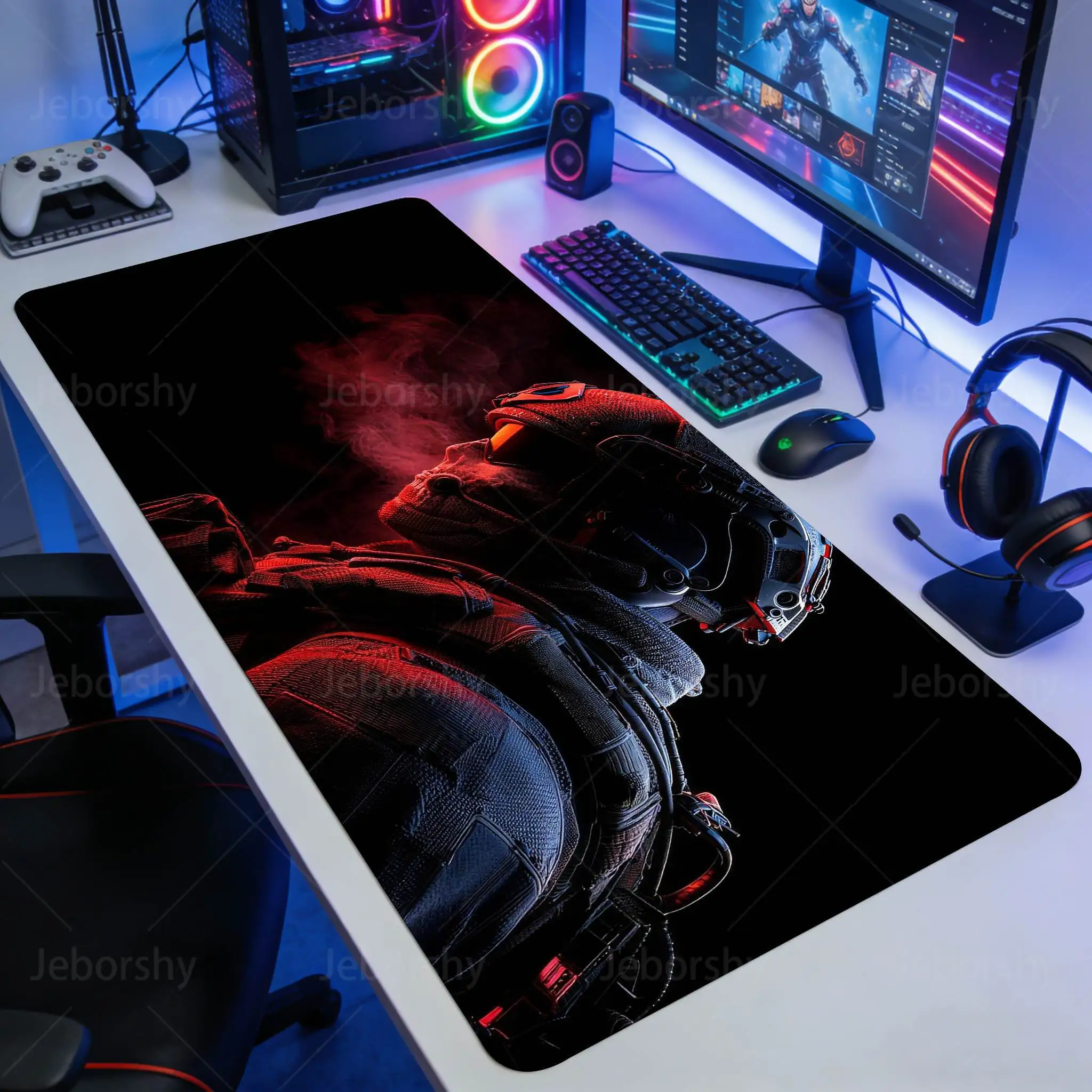 Skull Commando Mouse Pad - Extra Large Gaming Mousepad with Dark Aesthetic - Extended Gaming Keyboard Mat with Skull Art