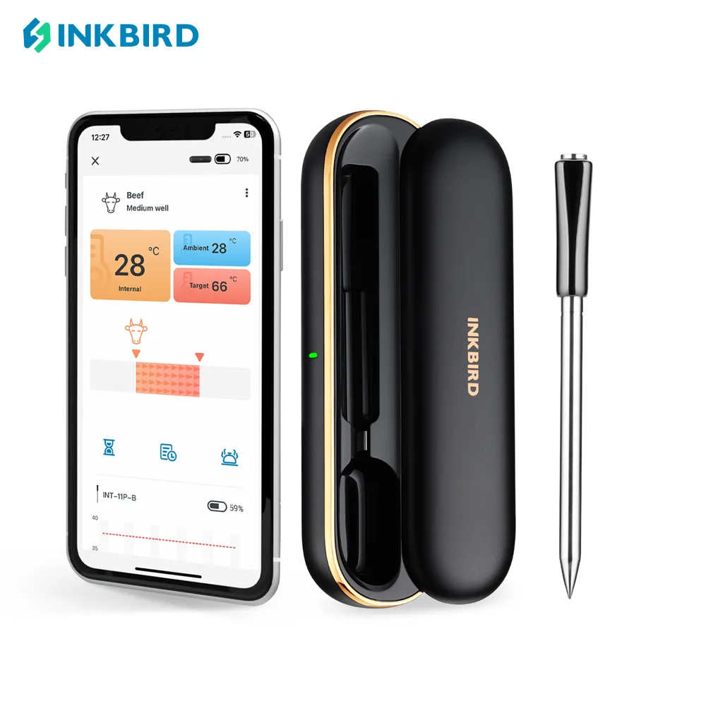 Inkbird-termômetro de Carne sem Fio Sonda Inteligente à Prova Dágua Bluetooth Grelhar Fumar Ip67 Int11p-b